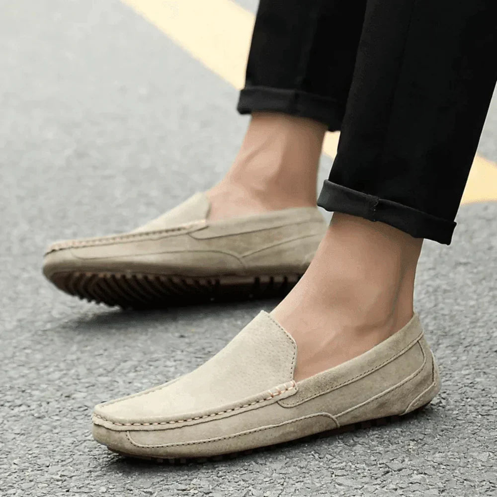 St. Martin Co Stone Suede Slip-On Driving Loafer — detail view