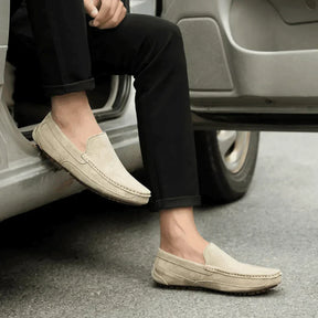 St. Martin Co Stone Suede Slip-On Driving Loafer — detail view