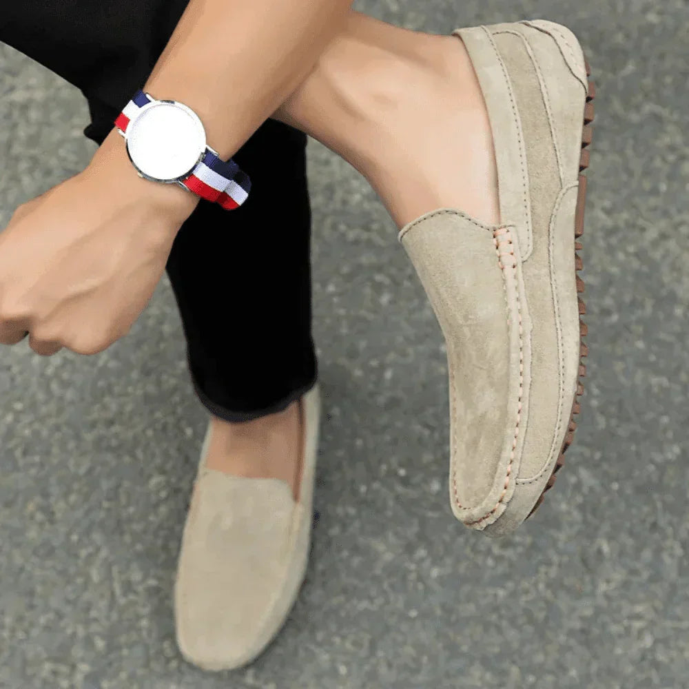 St. Martin Co Stone Suede Slip-On Driving Loafer — detail view