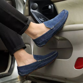 St. Martin Co Stone Suede Slip-On Driving Loafer — side view
