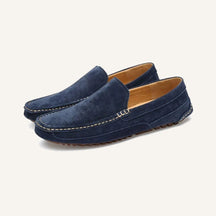 St. Martin Co Stone Suede Slip-On Driving Loafer — back view