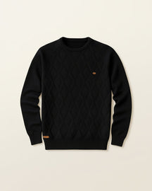 St. Martin Co Oatmeal Diamond-Knit Crew Neck Sweater — lifestyle view