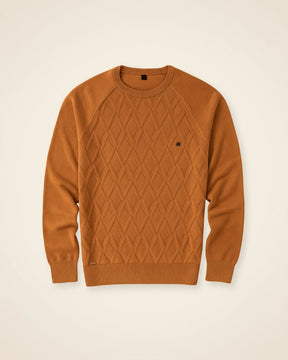 St. Martin Co Oatmeal Diamond-Knit Crew Neck Sweater — detail view