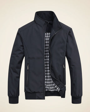 St. Martin Co Navy Harrington Zip Jacket Printed Lining — detail view