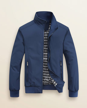 St. Martin Co Navy Harrington Zip Jacket Printed Lining — front view