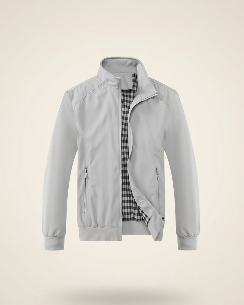 St. Martin Co Navy Harrington Zip Jacket Printed Lining — detail view
