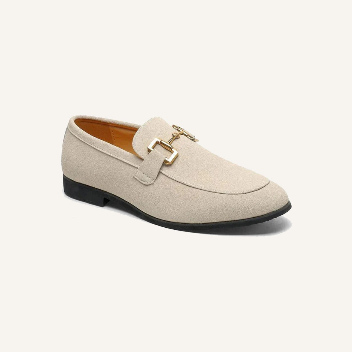 St. Martin Co Black Suede Gold-Bit Dress Loafer — detail view
