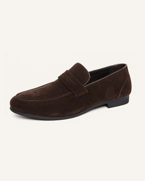 St. Martin Co Tan Suede Penny Loafer Flat Sole — detail view