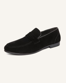 St. Martin Co Tan Suede Penny Loafer Flat Sole — detail view