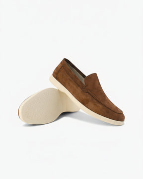 St. Martin Co Suede Slip-On Loafer Cream Rubber Sole — detail view