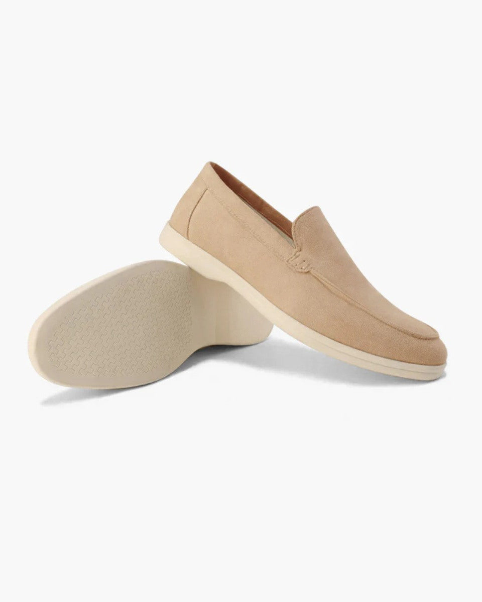St. Martin Co Suede Slip-On Loafer Cream Rubber Sole — detail view