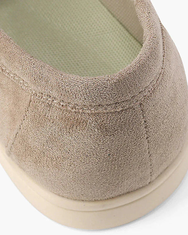 St. Martin Co Suede Slip-On Loafer Cream Rubber Sole — detail view