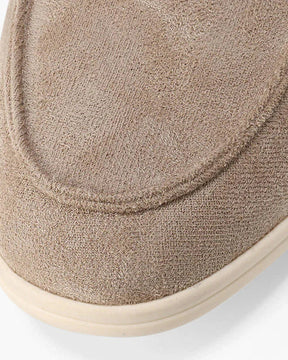 St. Martin Co Suede Slip-On Loafer Cream Rubber Sole — detail view