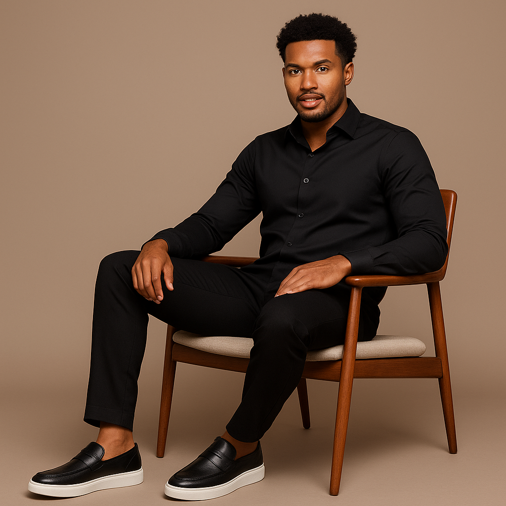 St. Martin Co Embossed Leather Penny Loafer Sneaker — detail view