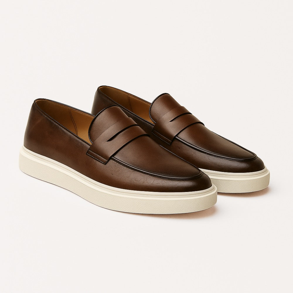 St. Martin Co Embossed Leather Penny Loafer Sneaker — detail view