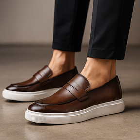 St. Martin Co Embossed Leather Penny Loafer Sneaker — detail view