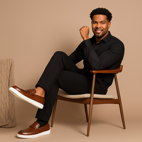 St. Martin Co Embossed Leather Penny Loafer Sneaker — detail view