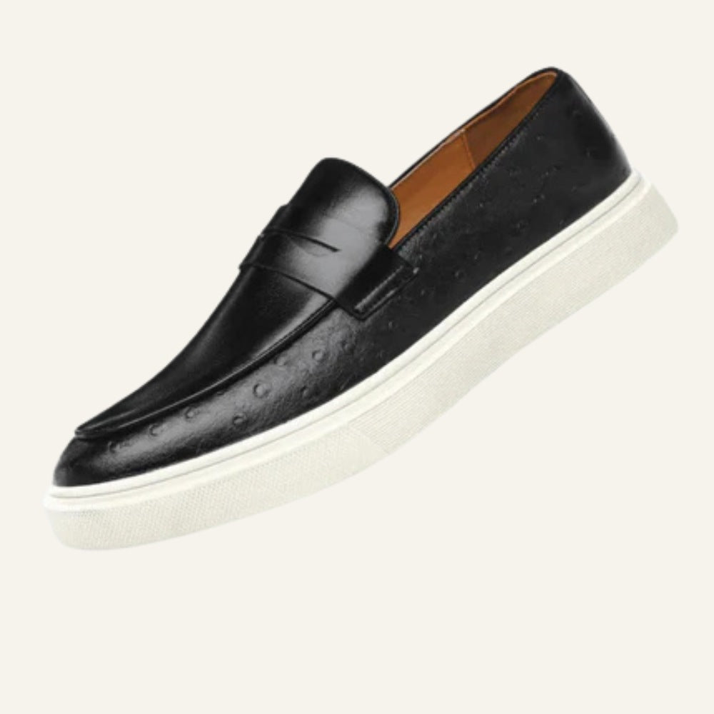 St. Martin Co Embossed Leather Penny Loafer Sneaker — detail view