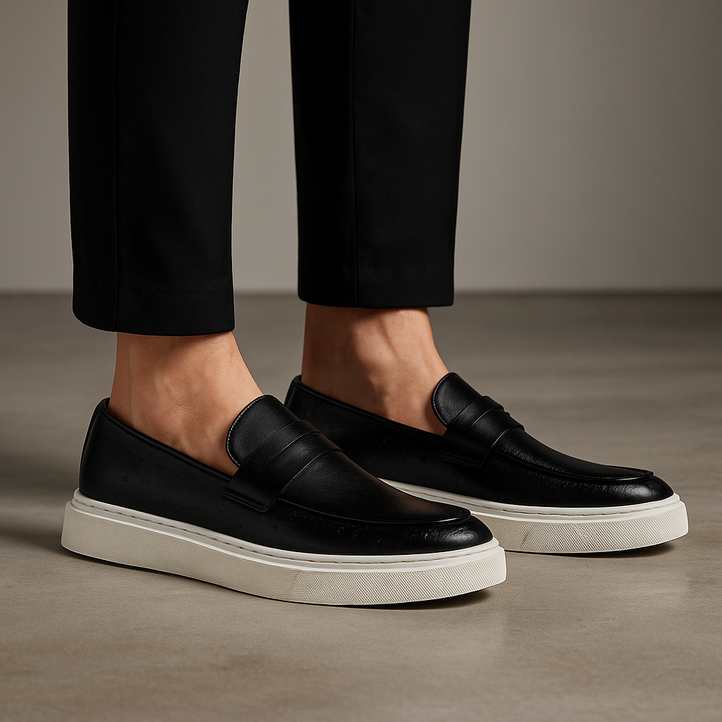 St. Martin Co Embossed Leather Penny Loafer Sneaker — back view