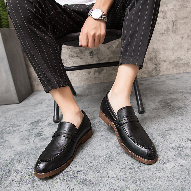 St. Martin Co Tan Moccasin-Stitch Penny Loafer — detail view