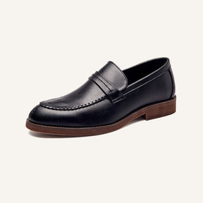 St. Martin Co Tan Moccasin-Stitch Penny Loafer — detail view