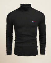 St. Martin Co TH Navy Ribbed Roll-Neck Knit — back view