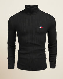 St. Martin Co TH Navy Ribbed Roll-Neck Knit — back view