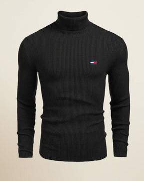 St. Martin Co TH Navy Ribbed Roll-Neck Knit — back view
