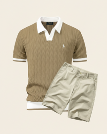 St. Martin Co RL Forest Chevron Knit Polo Shirt — detail view