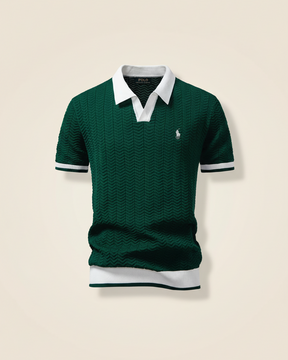 St. Martin Co RL Forest Chevron Knit Polo Shirt — detail view