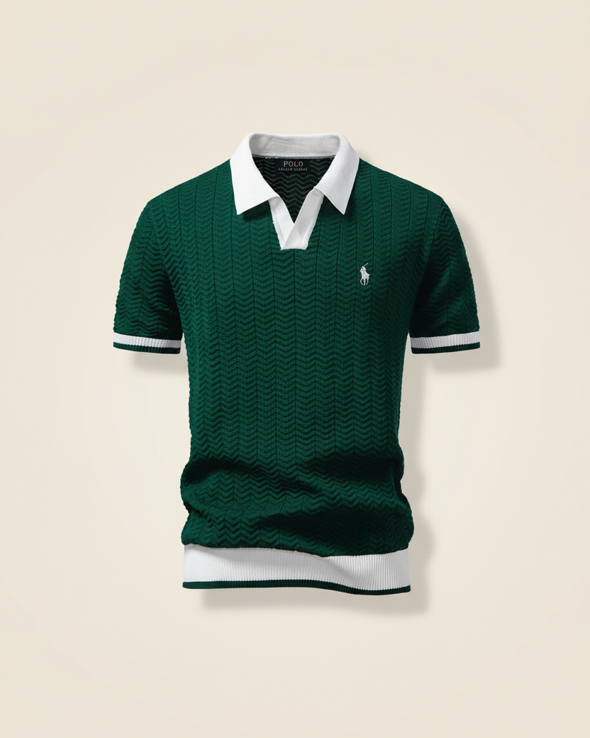 St. Martin Co RL Forest Chevron Knit Polo Shirt — detail view