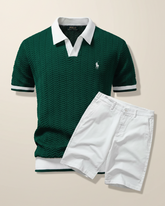 St. Martin Co RL Forest Chevron Knit Polo Shirt — detail view