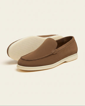 St. Martin Co Olive Suede Slip-On Loafer White Sole — detail view