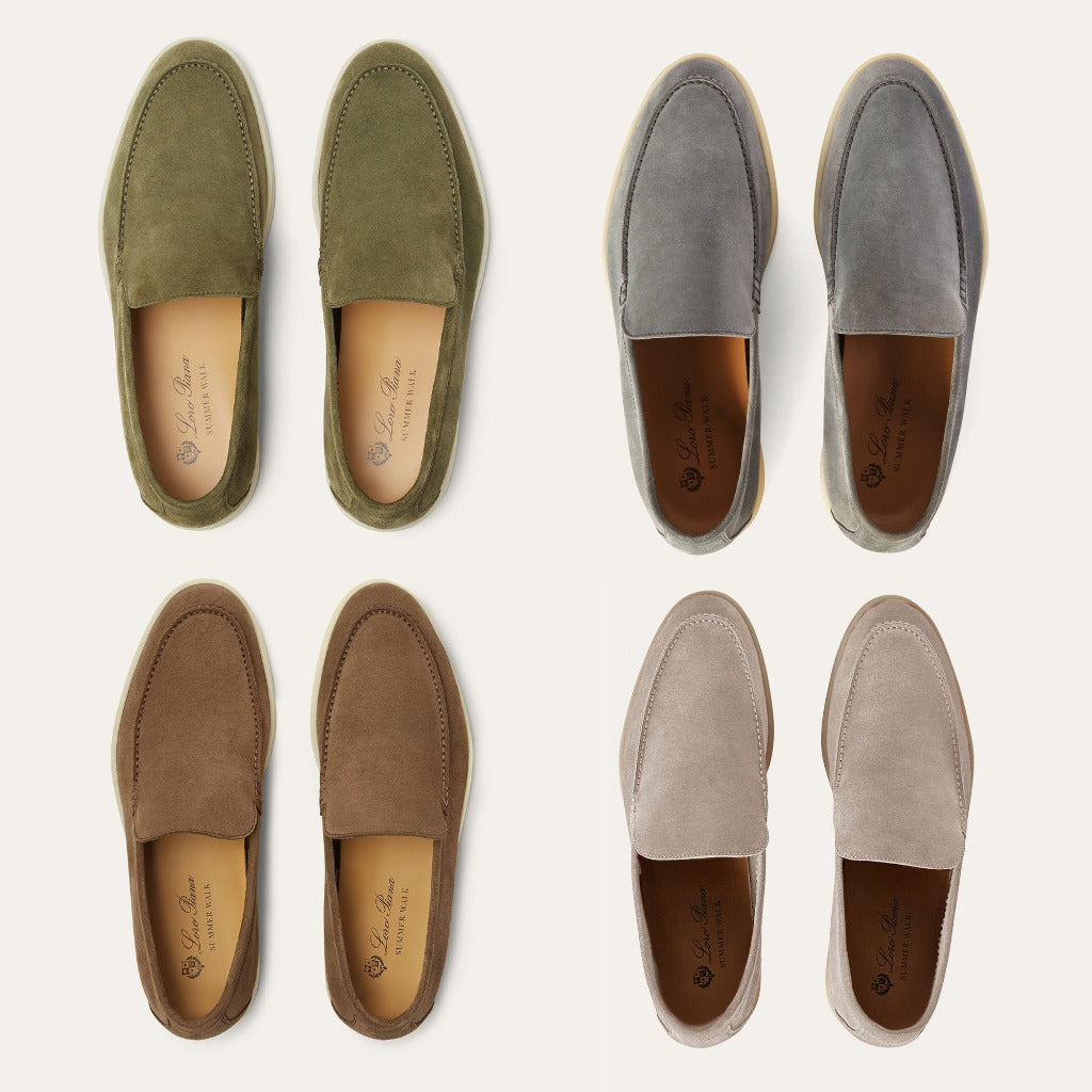 St. Martin Co Olive Suede Slip-On Loafer White Sole — detail view