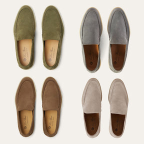 St. Martin Co Olive Suede Slip-On Loafer White Sole — detail view