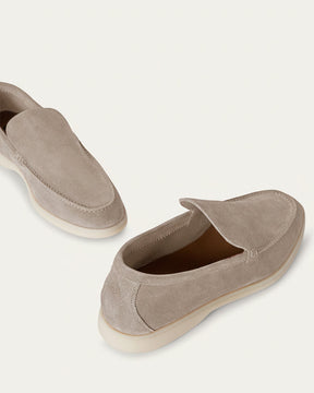St. Martin Co Olive Suede Slip-On Loafer White Sole — detail view