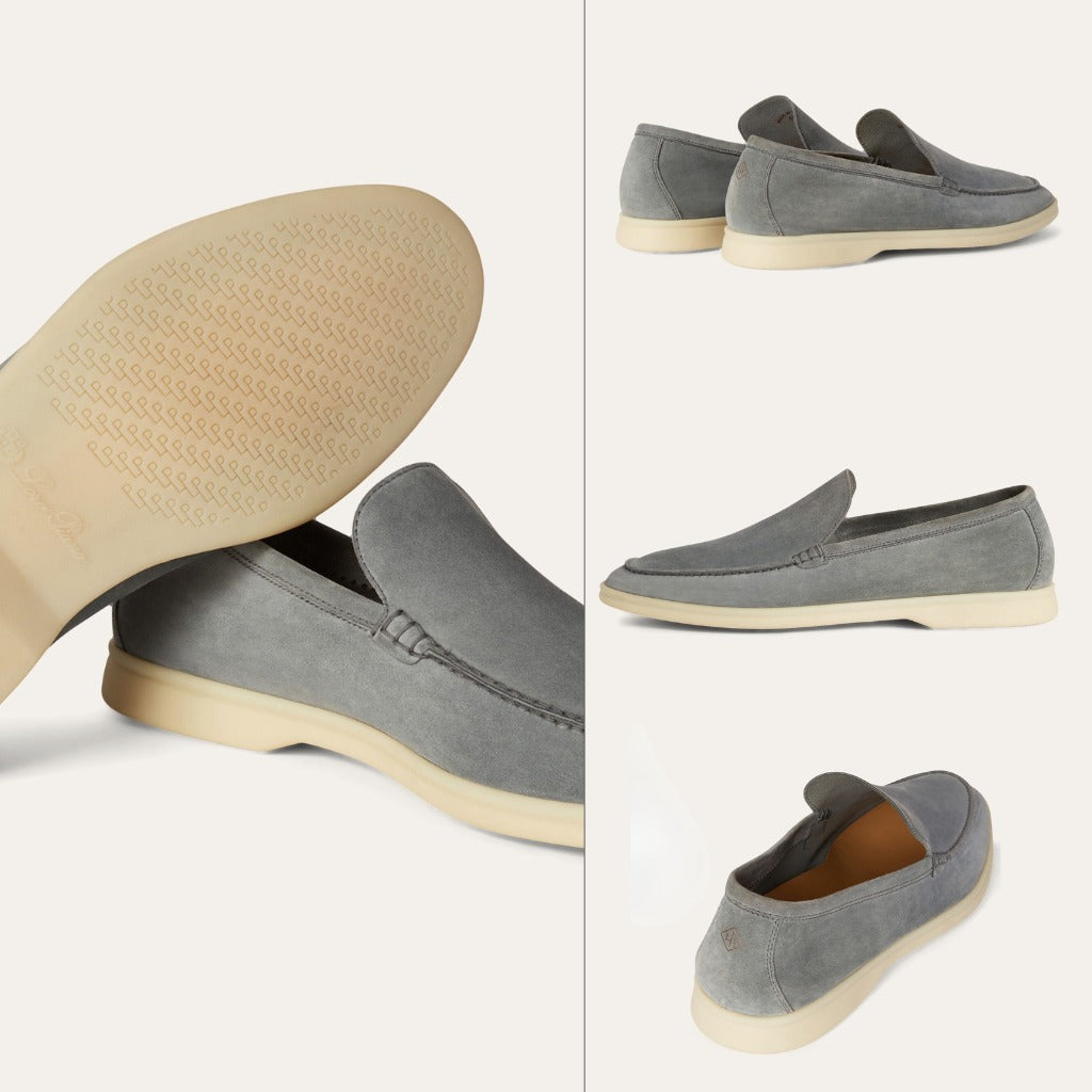 St. Martin Co Olive Suede Slip-On Loafer White Sole — detail view