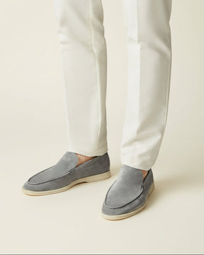 St. Martin Co Olive Suede Slip-On Loafer White Sole — detail view
