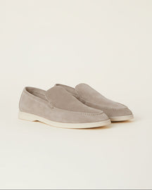 St. Martin Co Olive Suede Slip-On Loafer White Sole — detail view