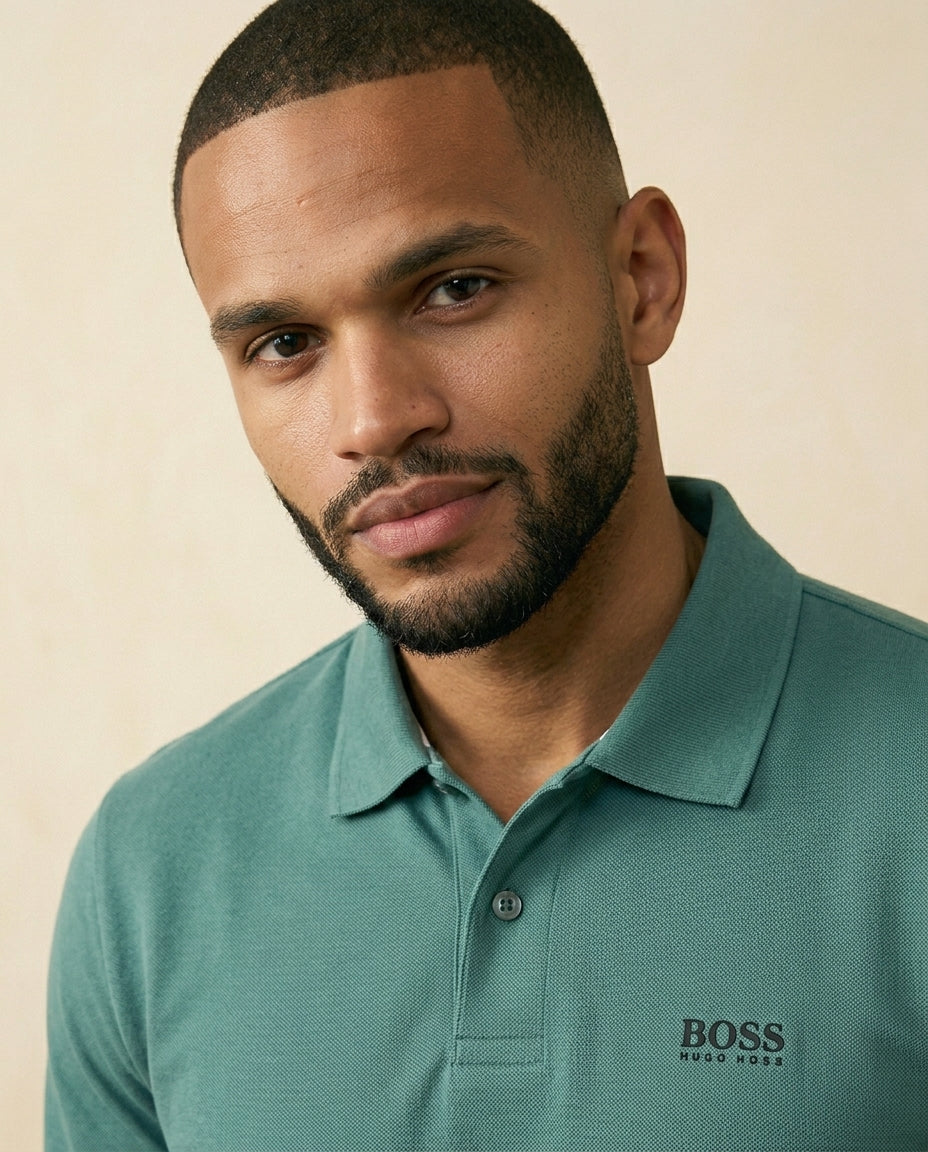 St. Martin Co BS Teal Long-Sleeve Piqué Polo Shirt — lifestyle view