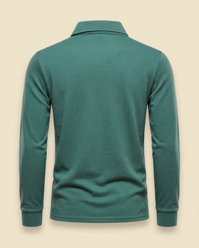 St. Martin Co BS Teal Long-Sleeve Piqué Polo Shirt — back view