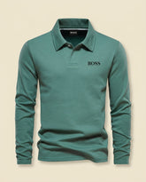 St. Martin Co BS Teal Long-Sleeve Piqué Polo Shirt — front view