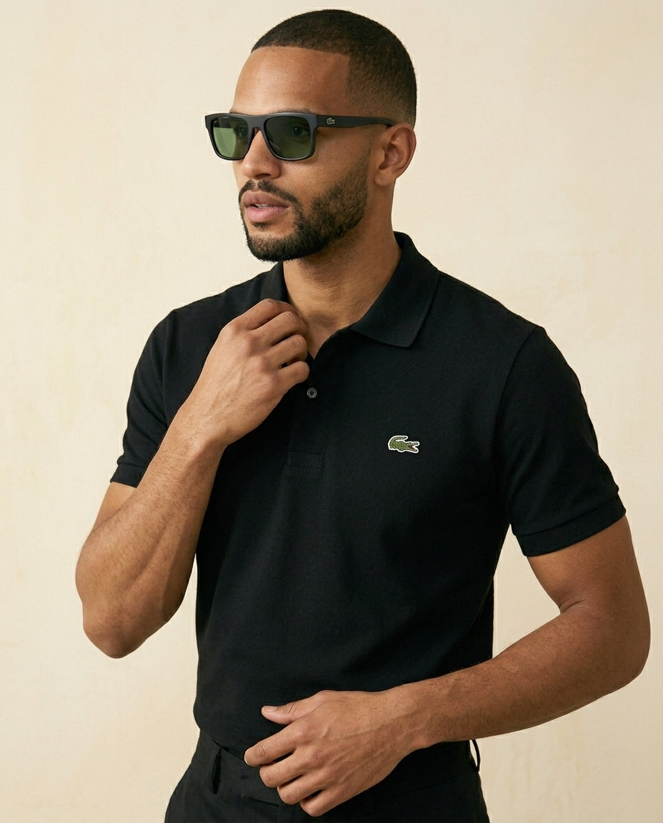 St. Martin Co LC Black Piqué Short-Sleeve Polo — side view