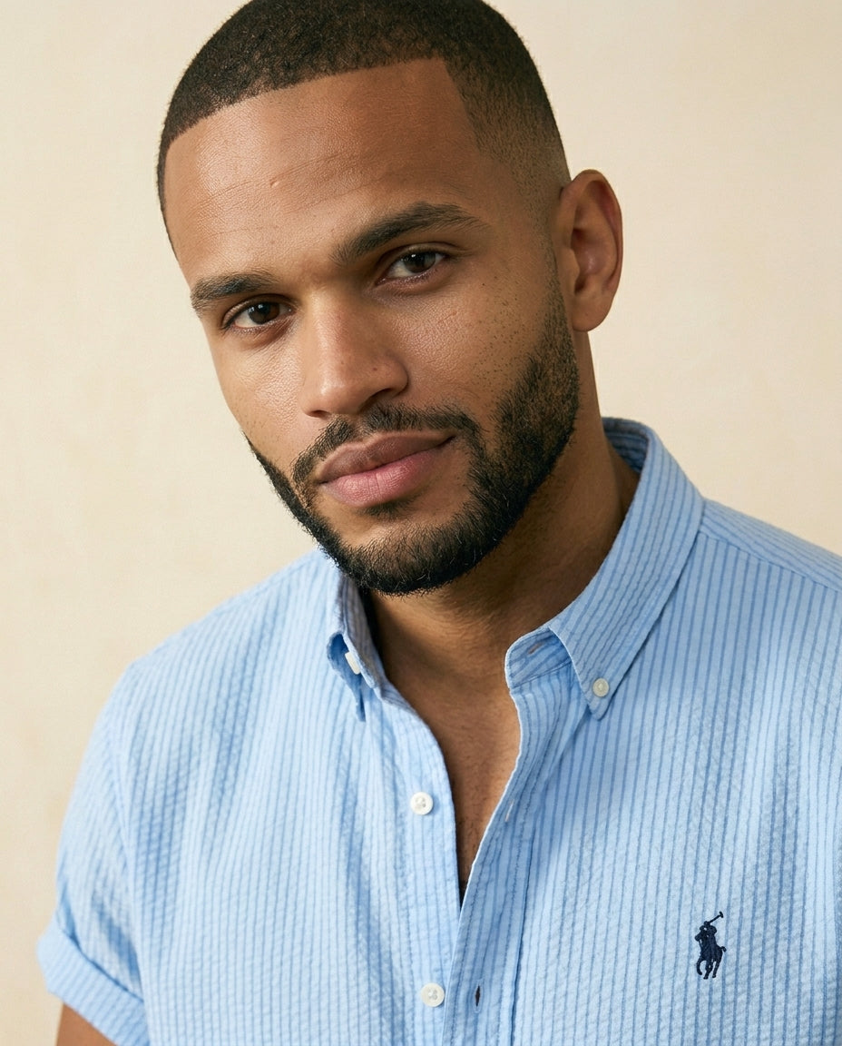 St. Martin Co RL Ribbed Seersucker Short-Sleeve Set — lifestyle view
