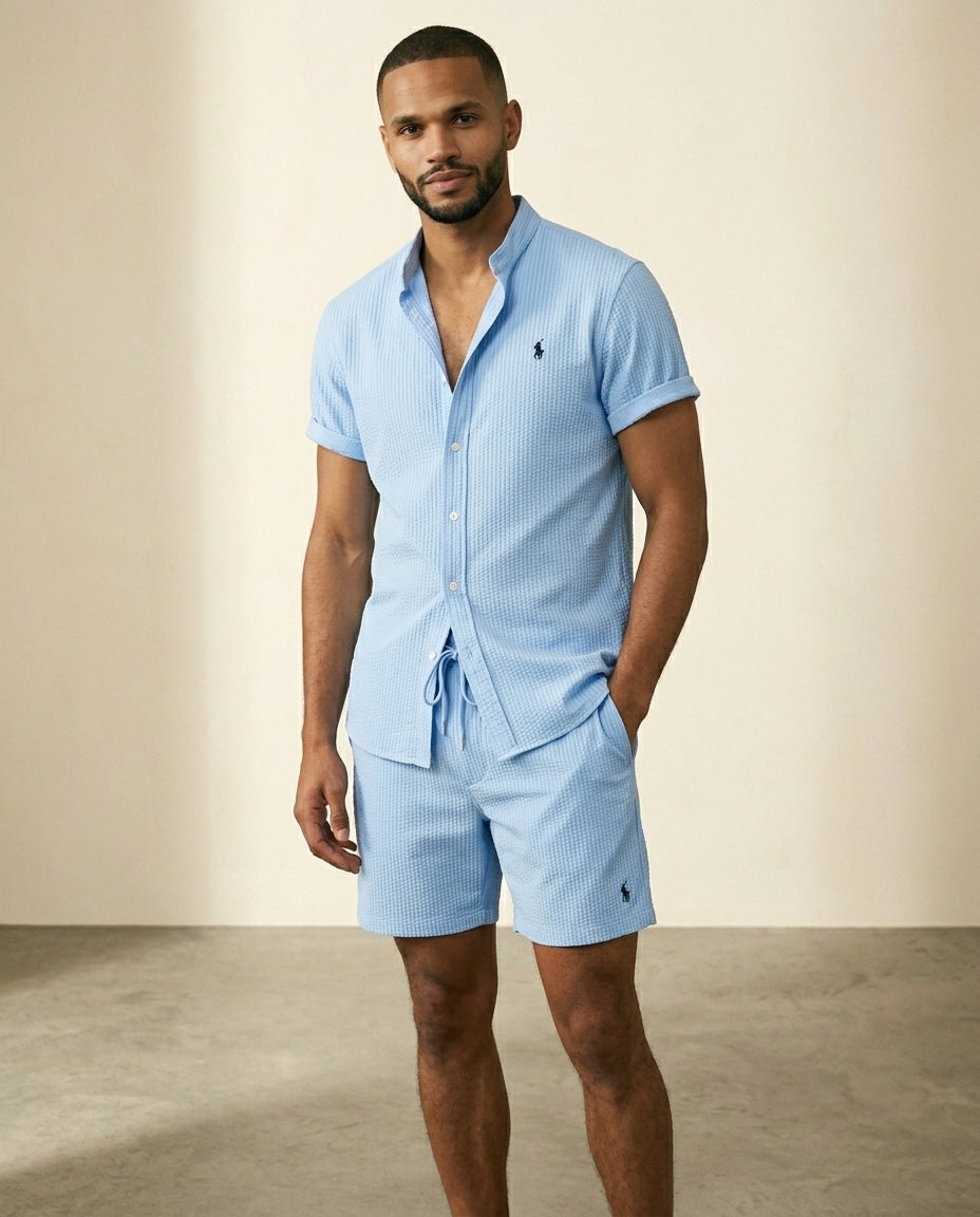 St. Martin Co RL Ribbed Seersucker Short-Sleeve Set — detail view