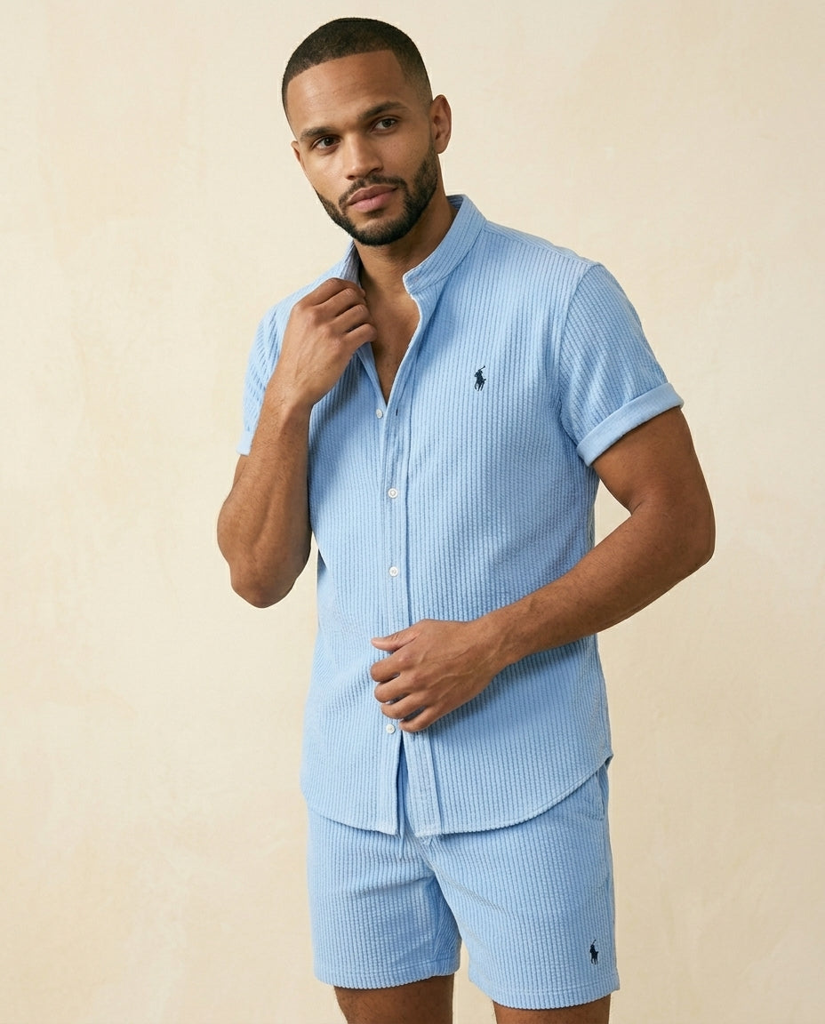 St. Martin Co RL Ribbed Seersucker Short-Sleeve Set — side view