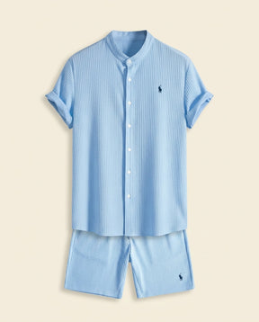 St. Martin Co RL Ribbed Seersucker Short-Sleeve Set — front view