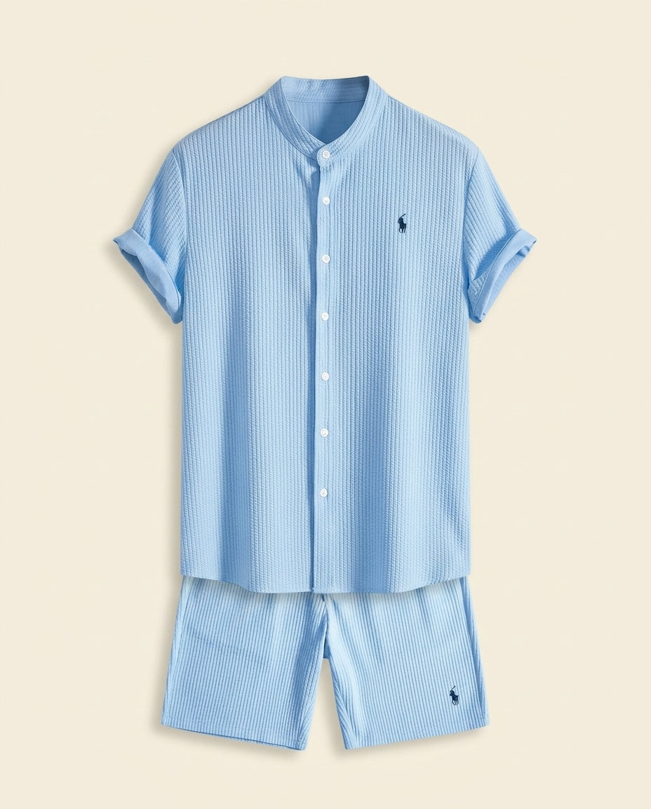 St. Martin Co RL Ribbed Seersucker Short-Sleeve Set — front view