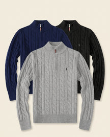 St. Martin Co RL Cable Quarter-Zip Mock Neck Jumper — front view
