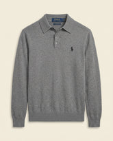 St. Martin Co RL Heather Grey Knit Polo Sweater — front view